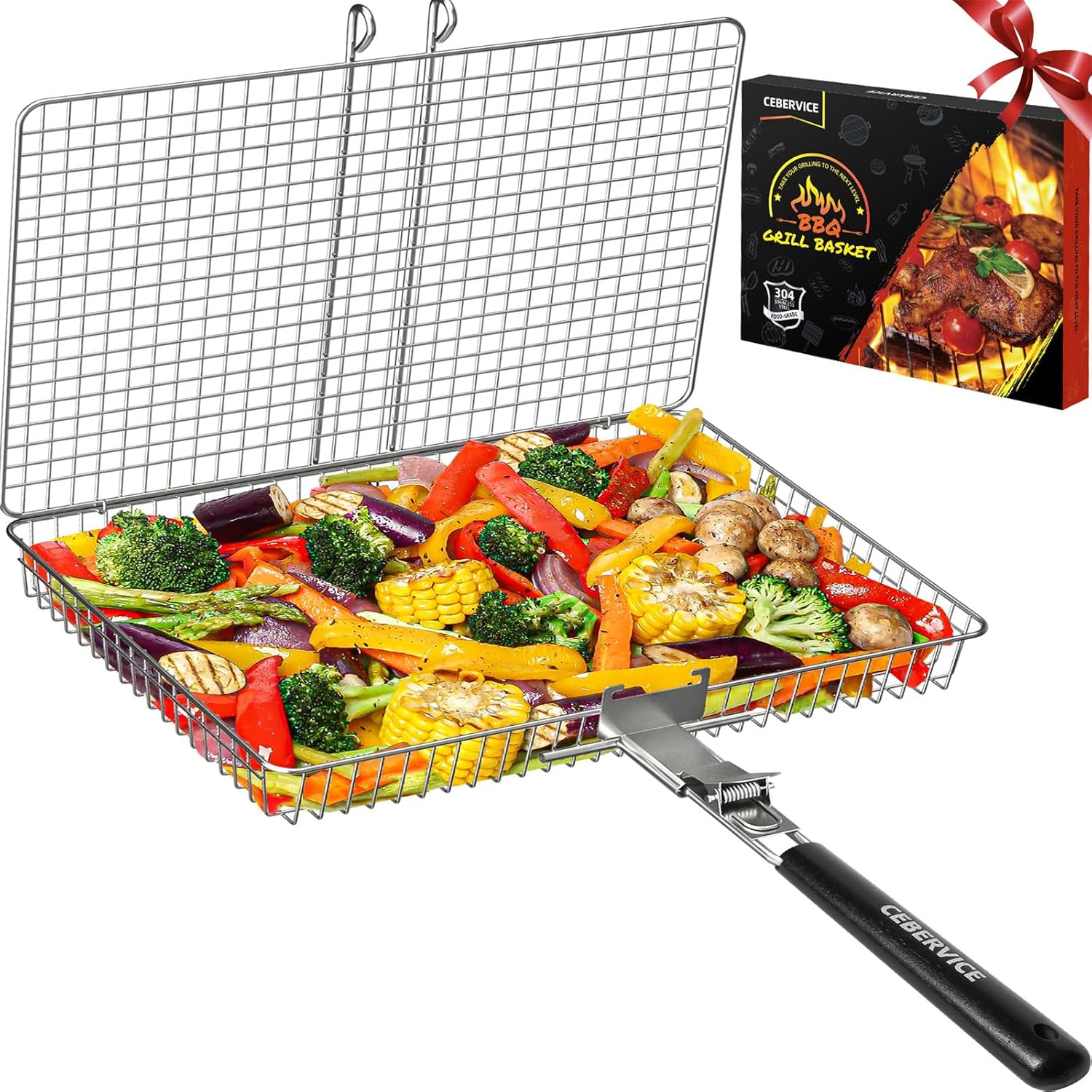 Camp Grill Portable Folding - Grill Basket Extra Large, SUS304 Stainless