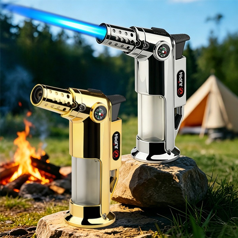 Camping Cooking Flame - Refillable Butane Torch Lighter with Compass
