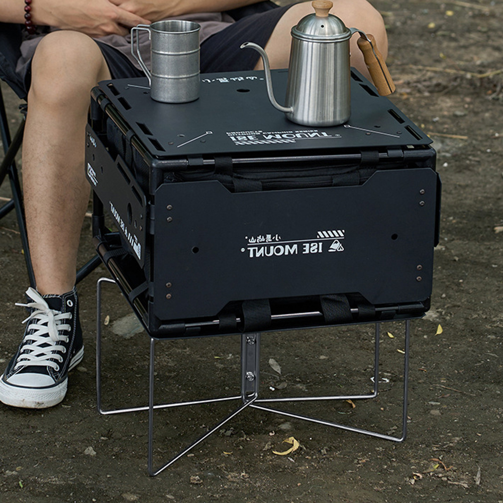 Camping Cooking Utensil Holder - Aluminum Alloy Box Stand with Storage