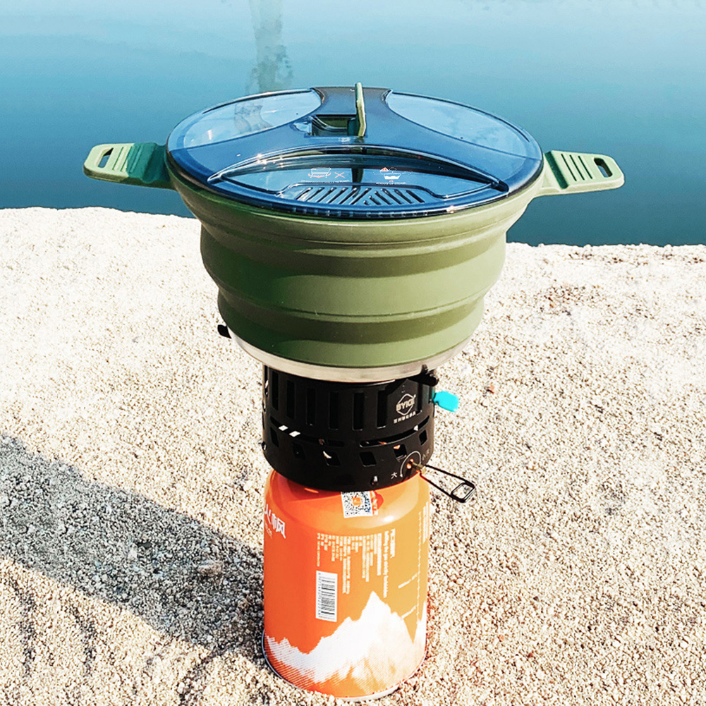 Camping Cooking Pot Stainless Steel - 2.5L Silicone Folding Kettle Camping Teapot