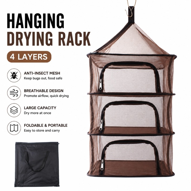Food Dehydrator Camp - Multi-Layer Hanging Drying Rack with Zipper