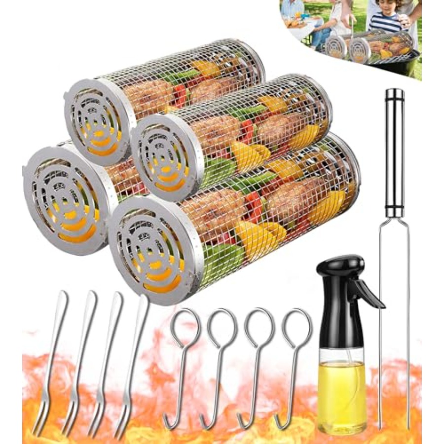Camping Cooking Basket - Outdoor Grilling Baskets Grill Bbq Equipment