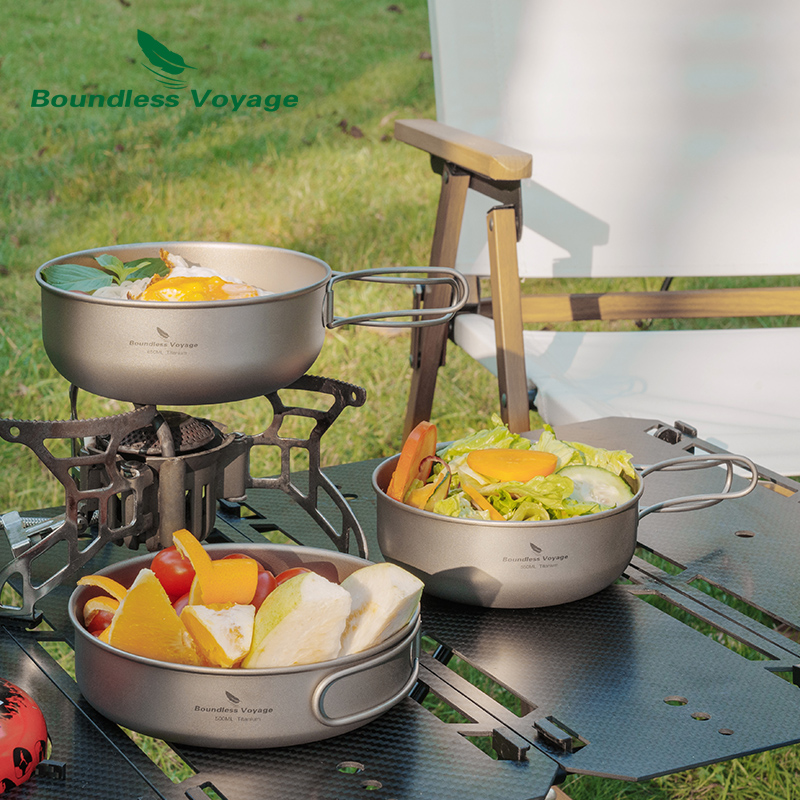 Camping Cooking Kits - Boundless Voyage Titanium Camping Cooking Set