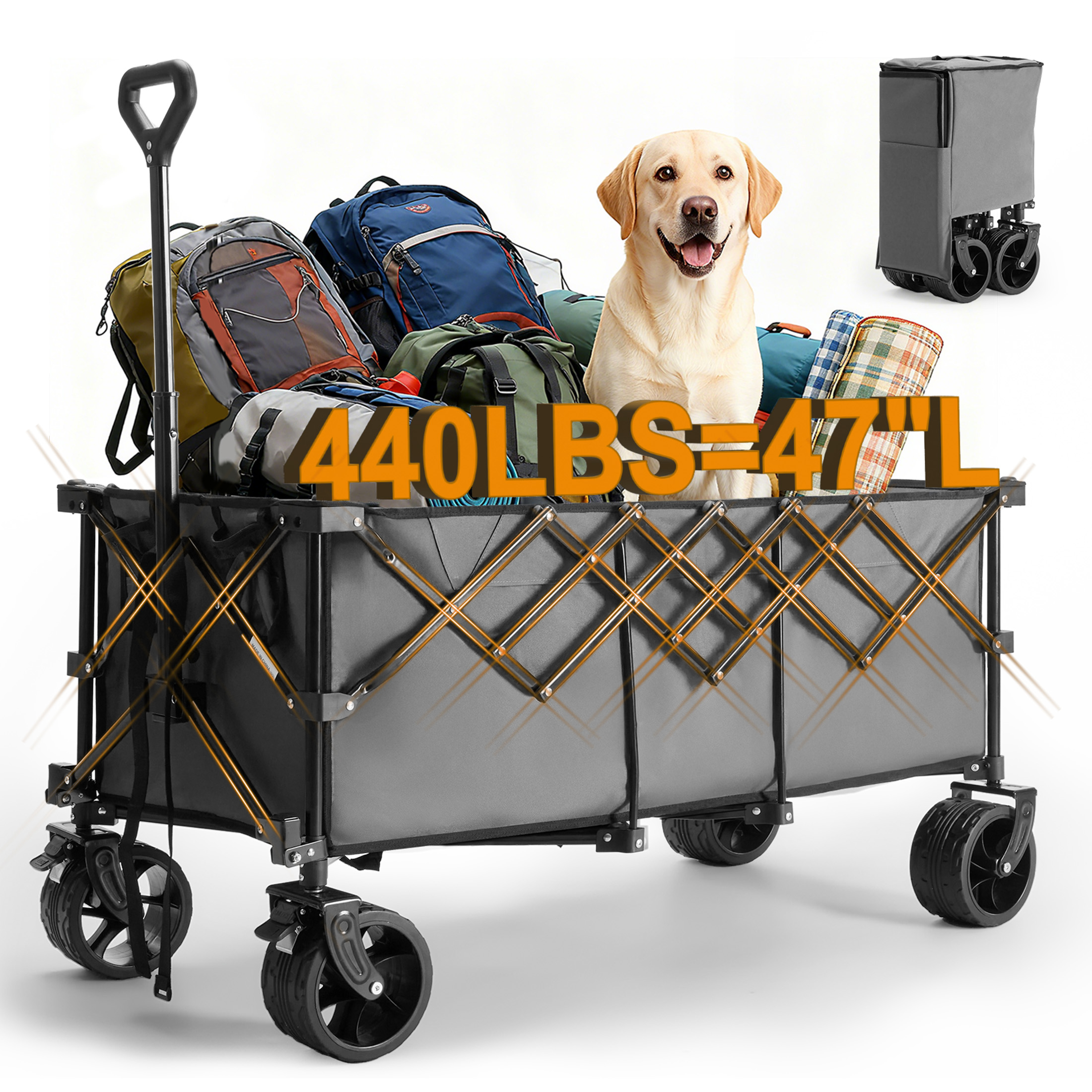Camping Cooking Table Foldable - JHK Portable Extended Collapsible Wagon Cart