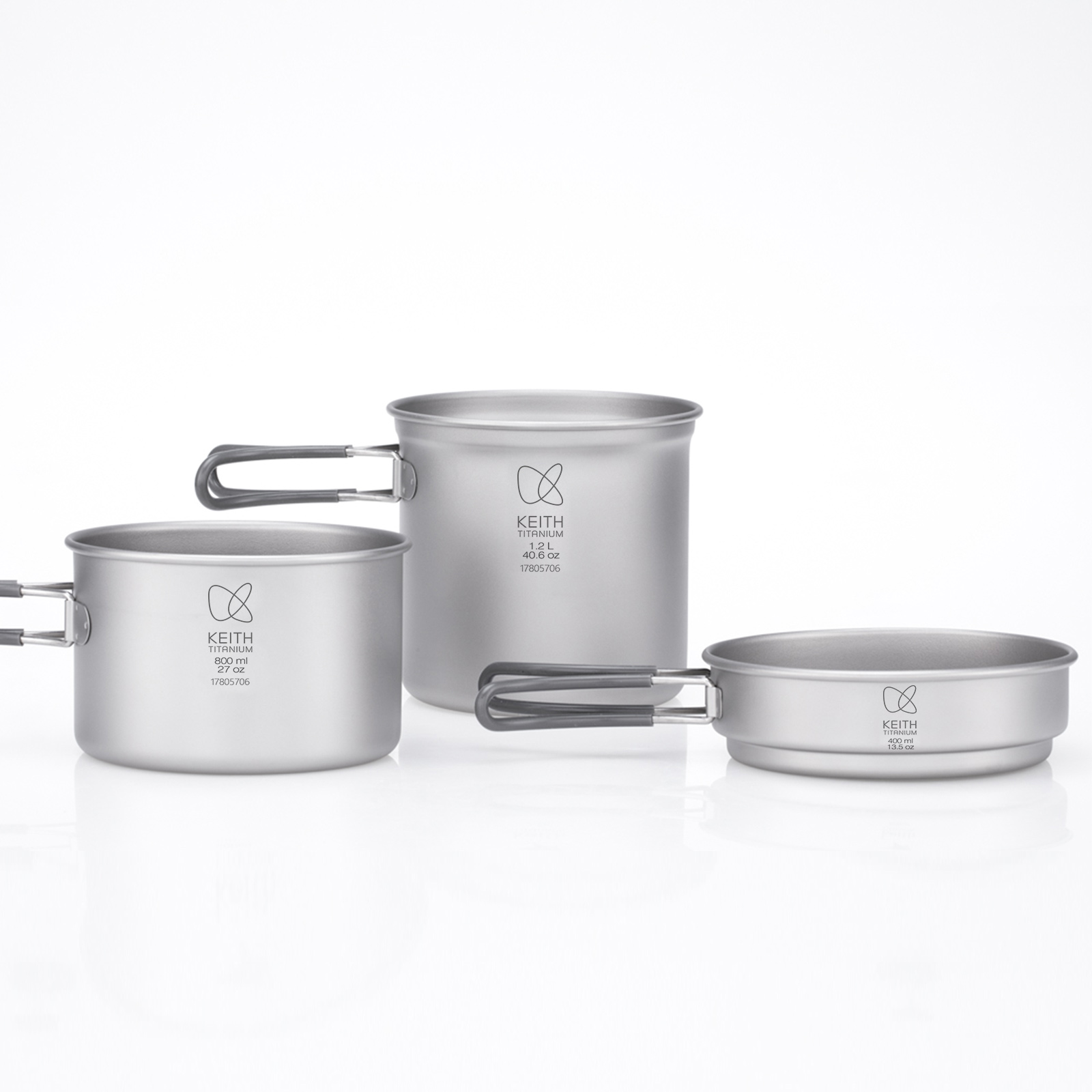 Nesting Camping Cooking Set - Keith 3-Piece Titanium Cook Set, Nesting