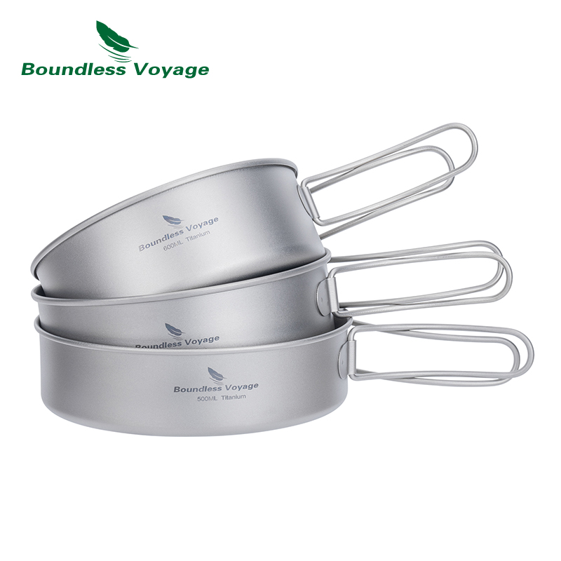 Mess Kit Titanium - Boundless Voyage Outdoor Ultralight Titanium Pot