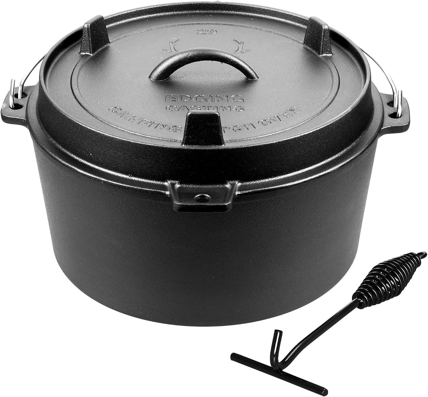 Camp Dutch Oven Cast - 8QT Pre-Seasoned Cast Iron Camping Dutch