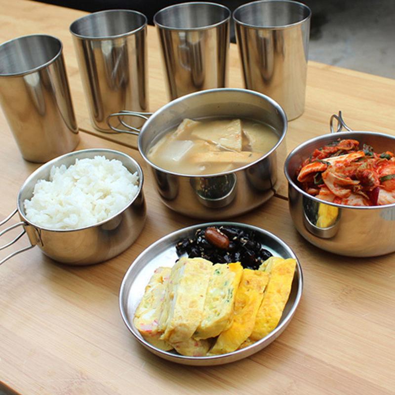 8pcs/set Stainless Steel Outdo - Camping Cooking Pot Stainless Steel recensie en prijs