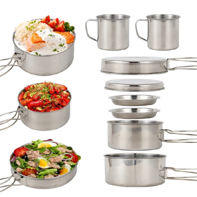8pcs/Set Camping Cookware Mess - Camping Cooking Pot Stainless Steel recensie en prijs