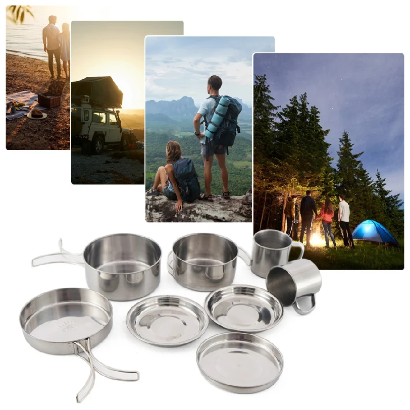 8pcs/Set Camping Cookware Mess - Camping Cooking Pot Stainless Steel recensie en prijs