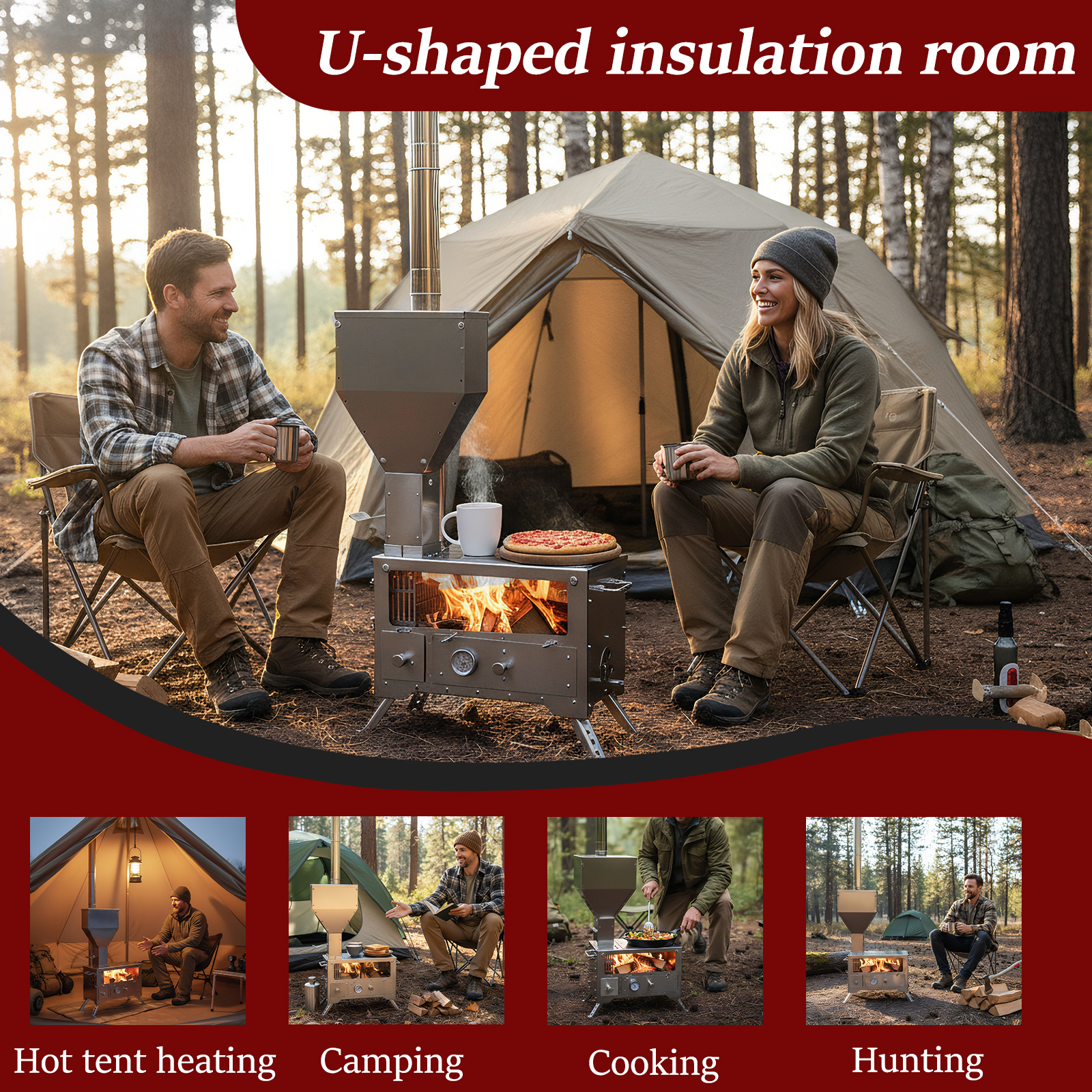 Wood Stove with Chimney Pipe P - Camping Cooking Portable recensie en prijs