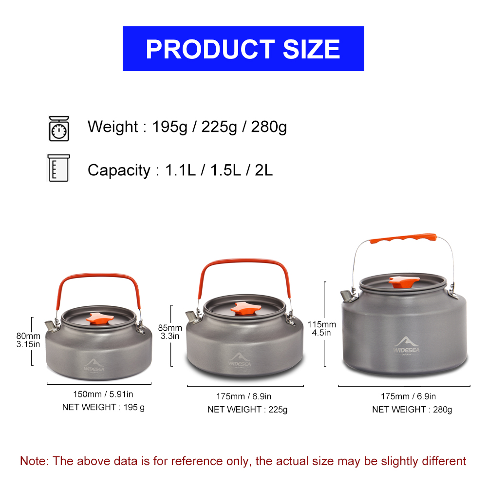 Widesea 1.1L 2L1.5L Camping Wa - Camping Cooking Kits recensie en prijs