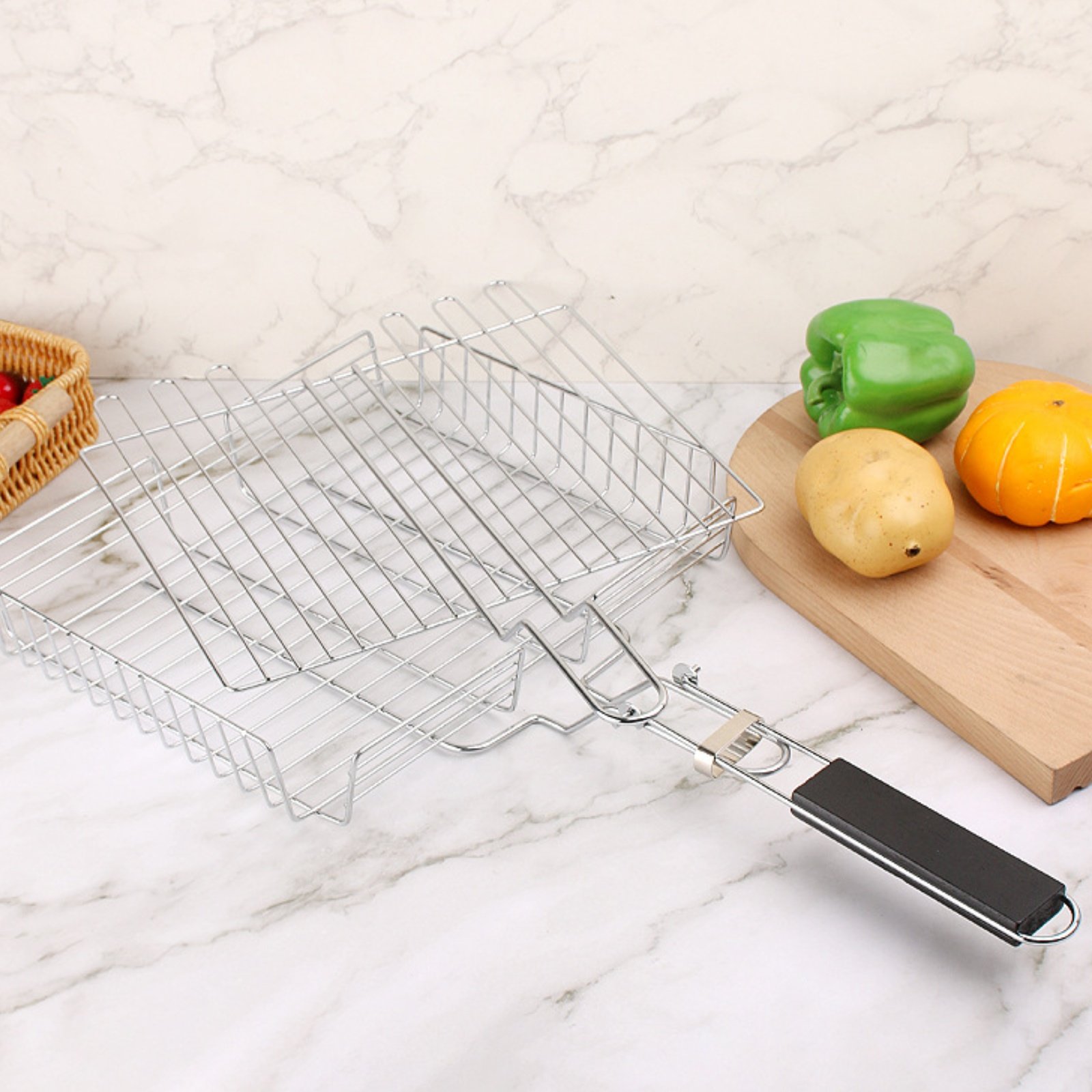 Wood Handle Grill Basket Porta - Camp Grill Portable Folding recensie en prijs
