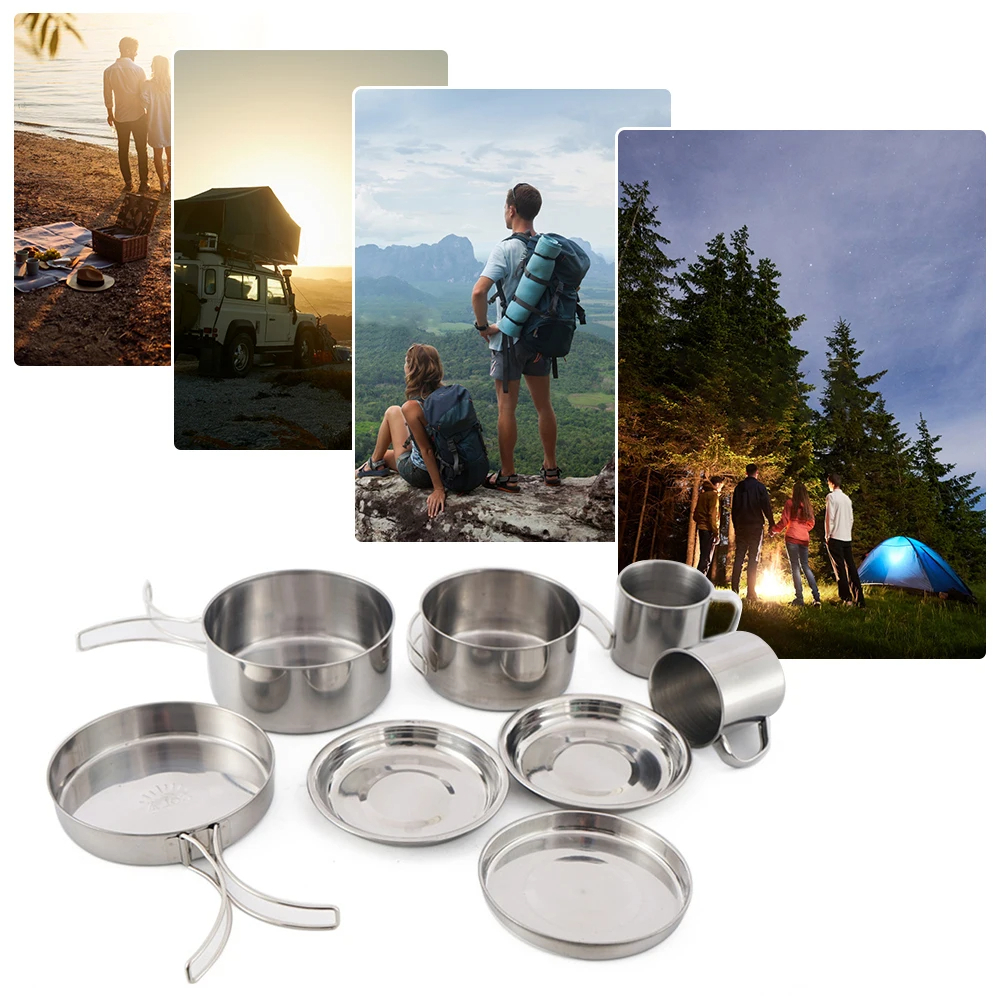 8pcs/Set Camping Cookware Mess - Camping Cooking Pot Stainless Steel recensie en prijs
