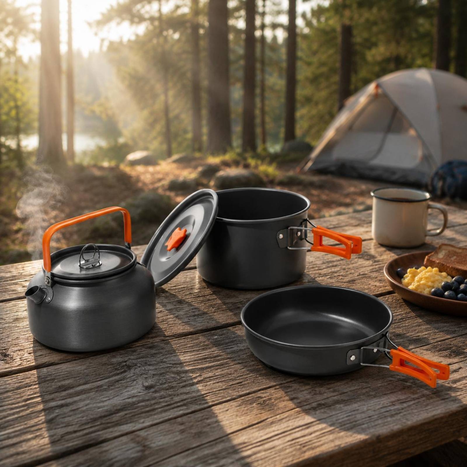Camping Pot and Kettle Set Nes - Nesting Camping Cooking Set recensie en prijs