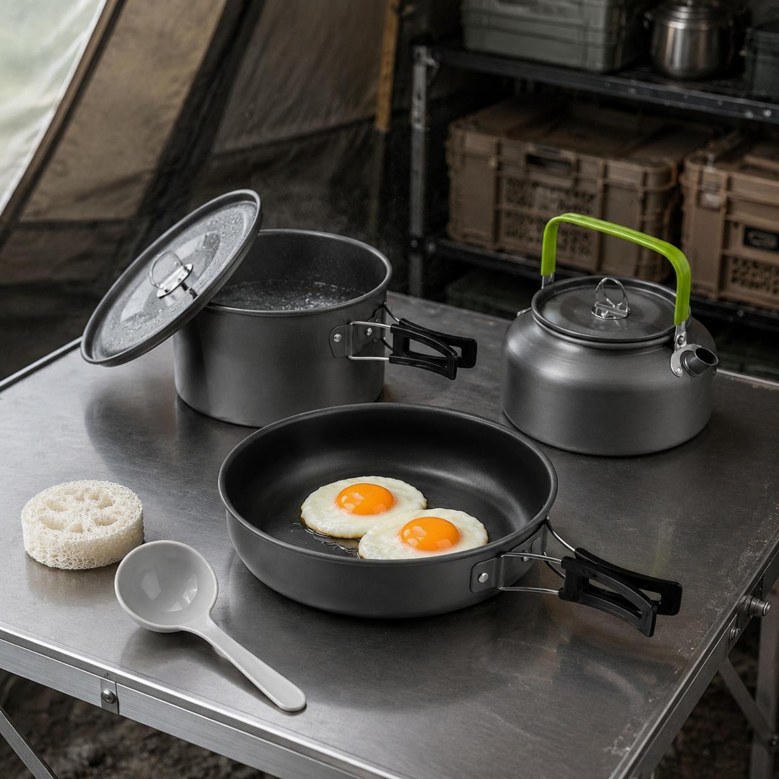 Camping Pot and Kettle Set Nes - Nesting Camping Cooking Set recensie en prijs