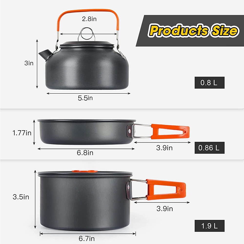 Outdoor camping cooking set, n - Nesting Camping Cooking Set recensie en prijs