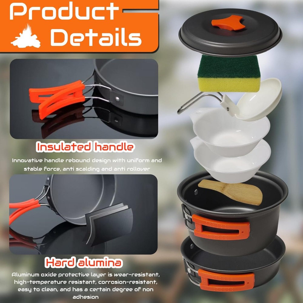 7Pcs Camping Pan Set - Backpac - Camping Cooking Kits recensie en prijs