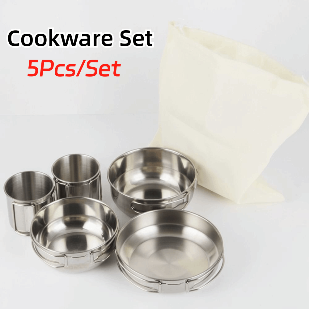 5Pcs 304 Stainless Steel Campi - Camping Cooking Pot Stainless Steel recensie en prijs