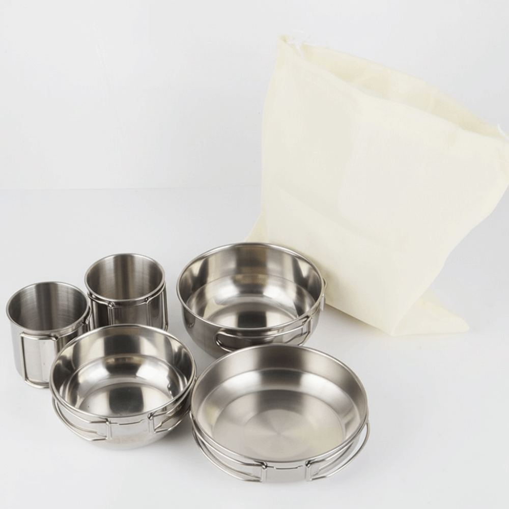 5Pcs 304 Stainless Steel Campi - Camping Cooking Pot Stainless Steel recensie en prijs