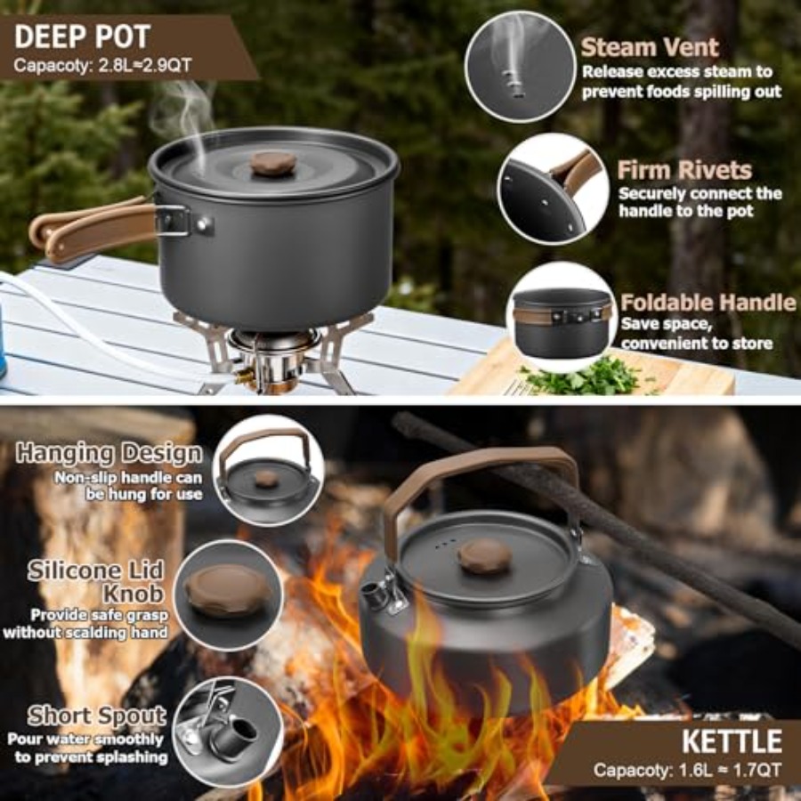 Camping cookware mess kit for  - Camping Cooking Pot Stainless Steel recensie en prijs