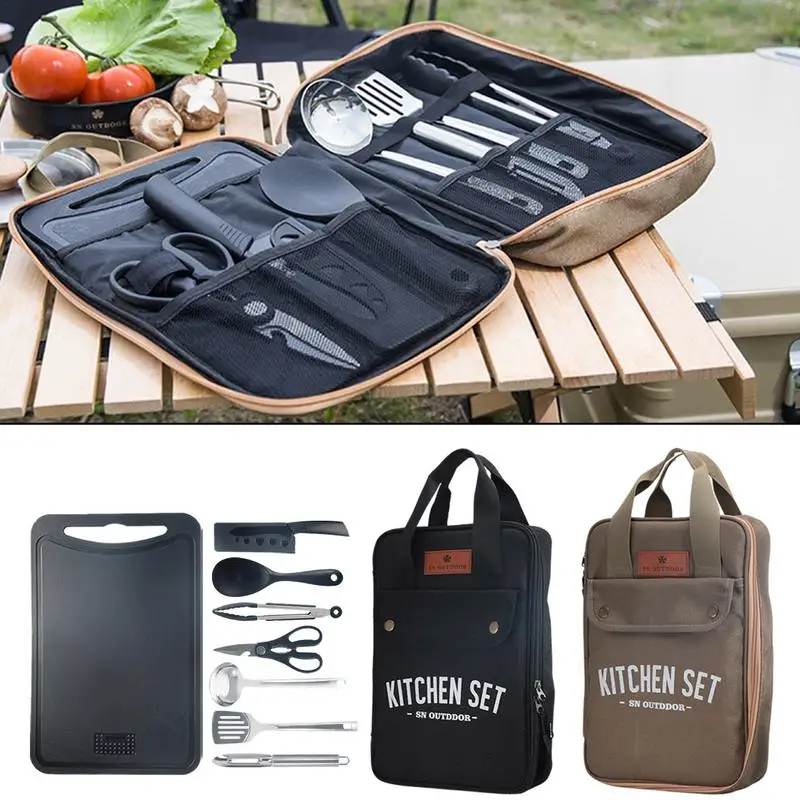 8pcs Camping Kitchen Cookware  - Camping Cooking Utensil Organizer recensie en prijs