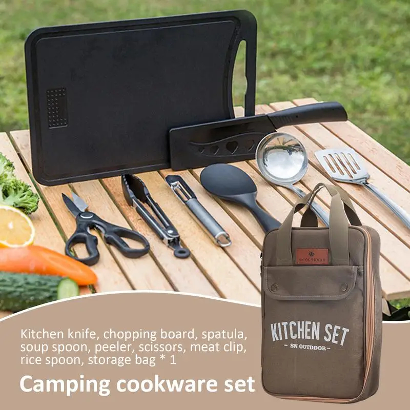 8pcs Camping Kitchen Cookware  - Camping Cooking Utensil Organizer recensie en prijs