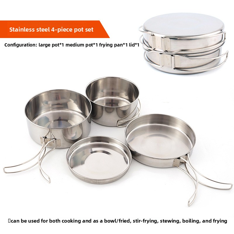 CLS 4-Piece Stainless Steel Ca - Nesting Camping Cooking Set recensie en prijs