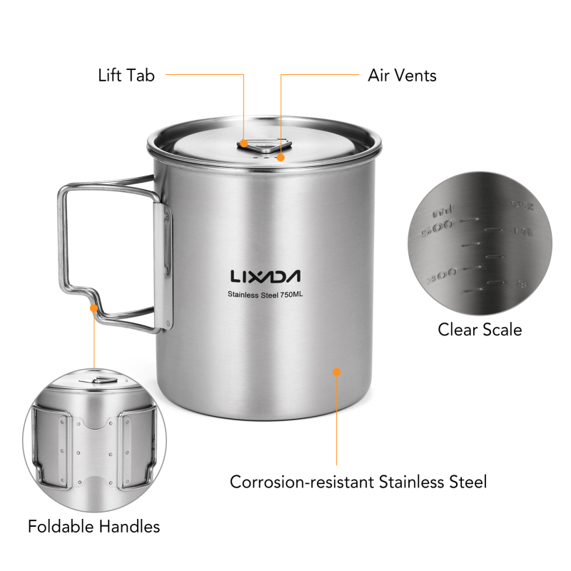 Lixada 750ml Cup Outdoor Stain - Camping Cooking Handle recensie en prijs