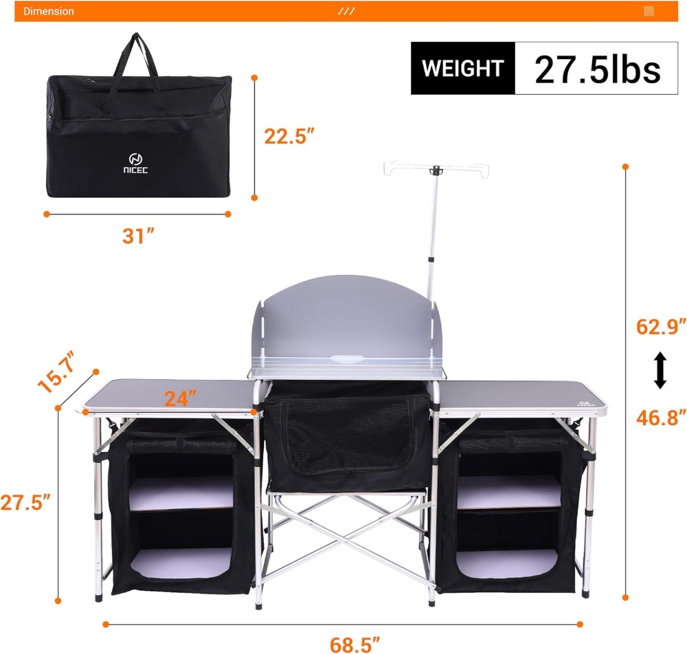 Camping Kitchen Table with Lig - Camping Cooking Table Foldable recensie en prijs