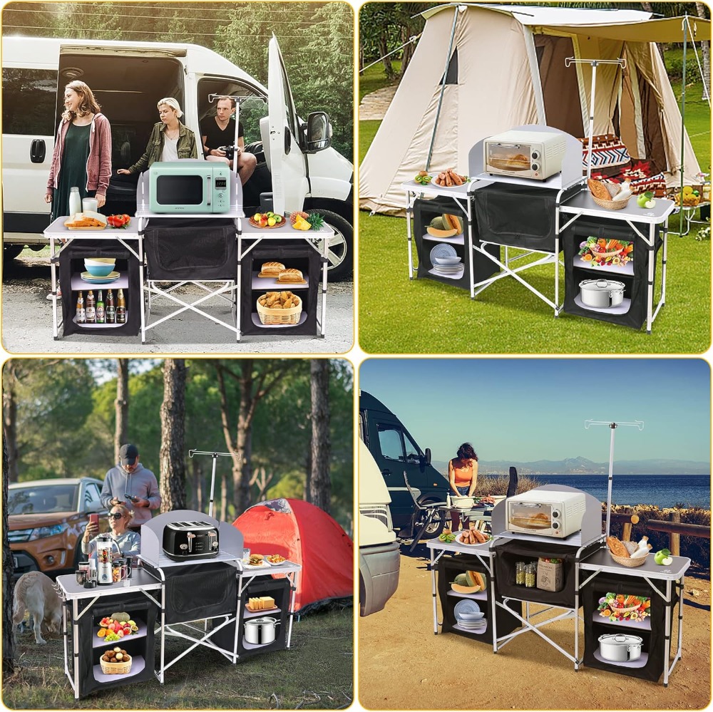 Camping Kitchen Table with Lig - Camping Cooking Table Foldable recensie en prijs