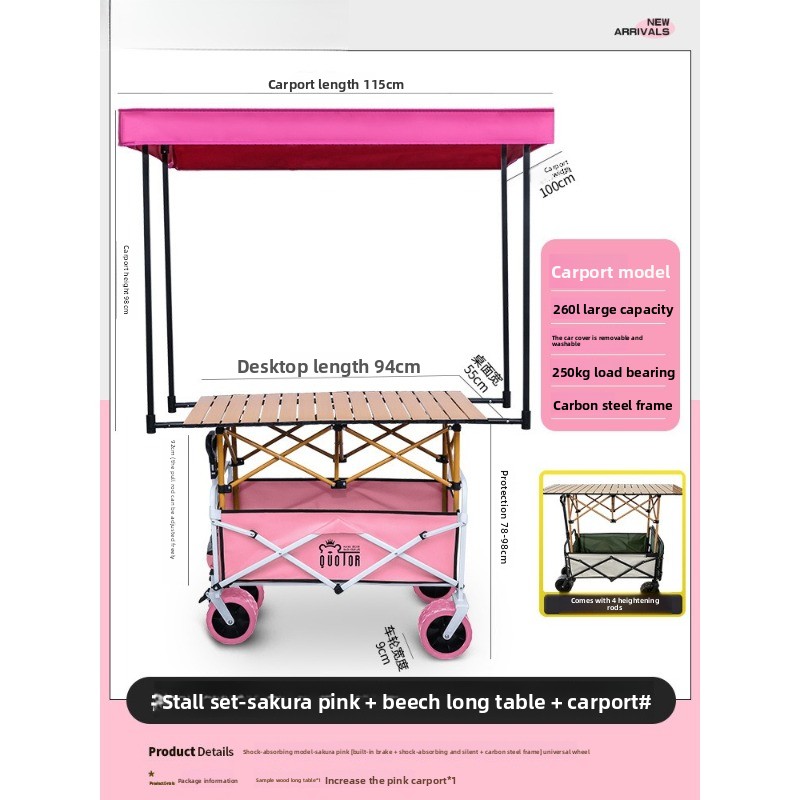 Pink Foldable Camping Wagon Ca - Camping Cooking Table Foldable recensie en prijs