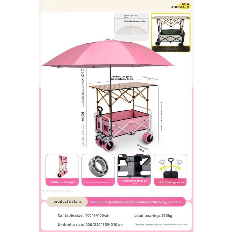 Pink Foldable Camping Wagon Ca - Camping Cooking Table Foldable recensie en prijs
