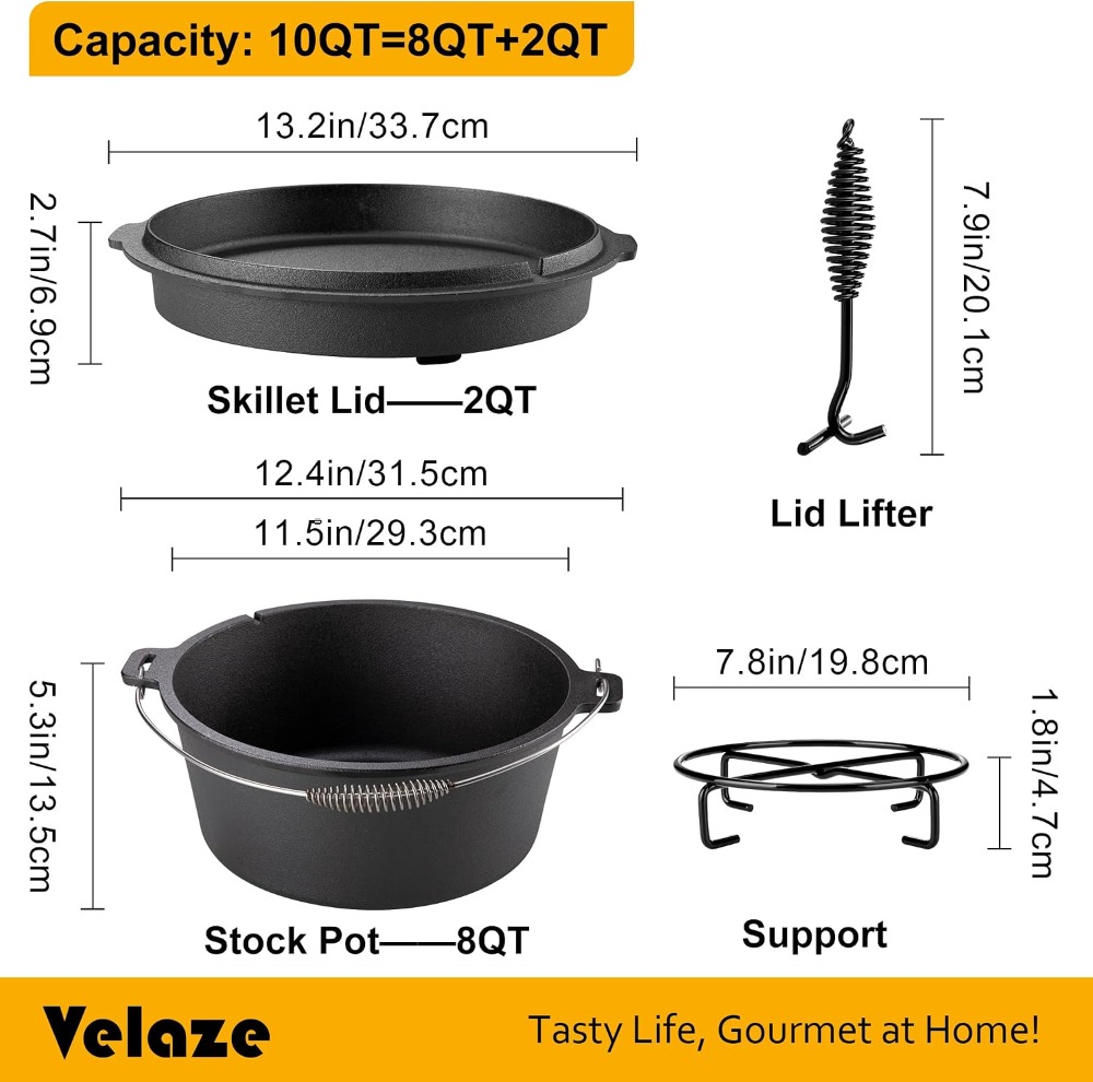 10QT Pre-Seasoned Cast Iron Du - Camp Dutch Oven Cast recensie en prijs