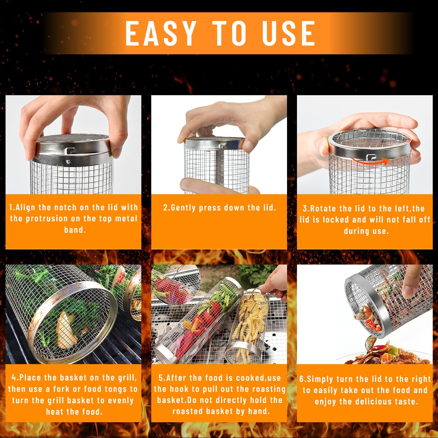 2 Pieces Rolling Grilling Bask - Camping Cooking Basket recensie en prijs