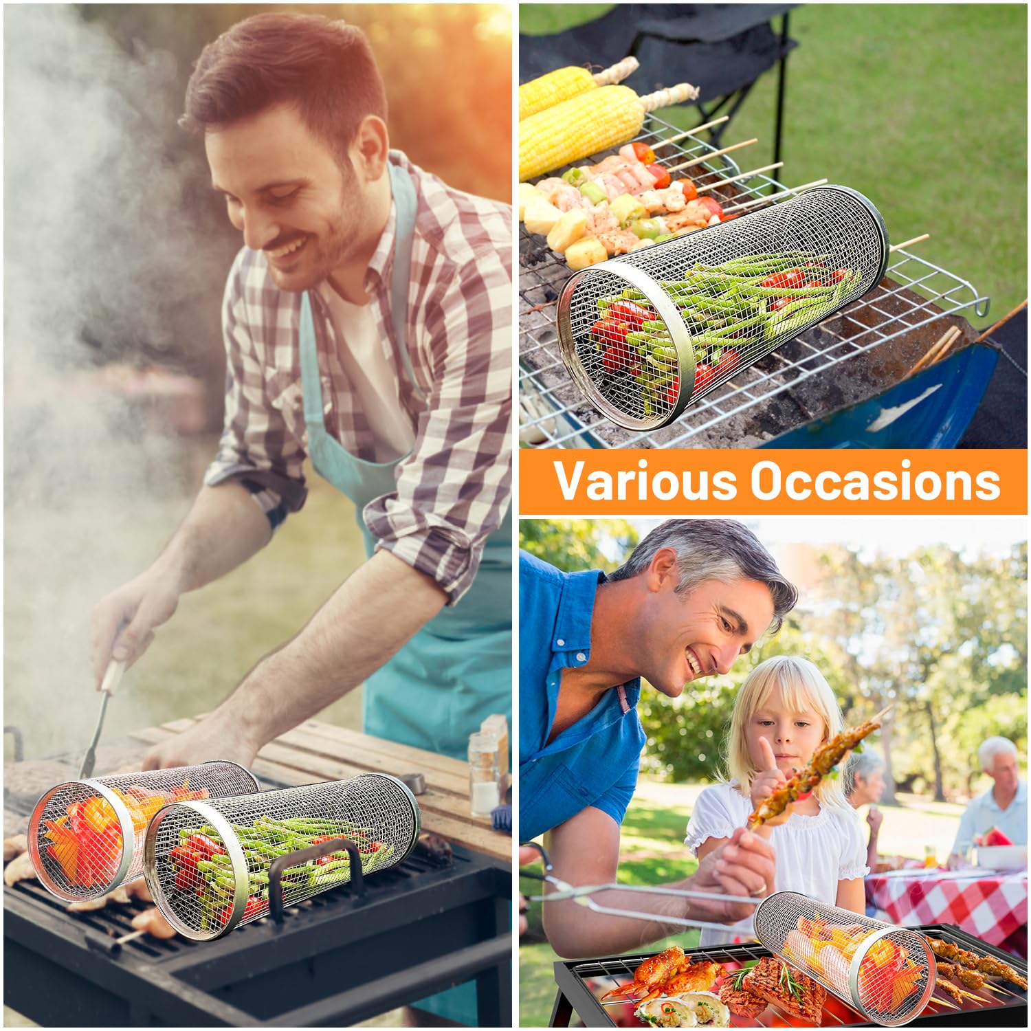 2 Pieces Rolling Grilling Bask - Camping Cooking Basket recensie en prijs