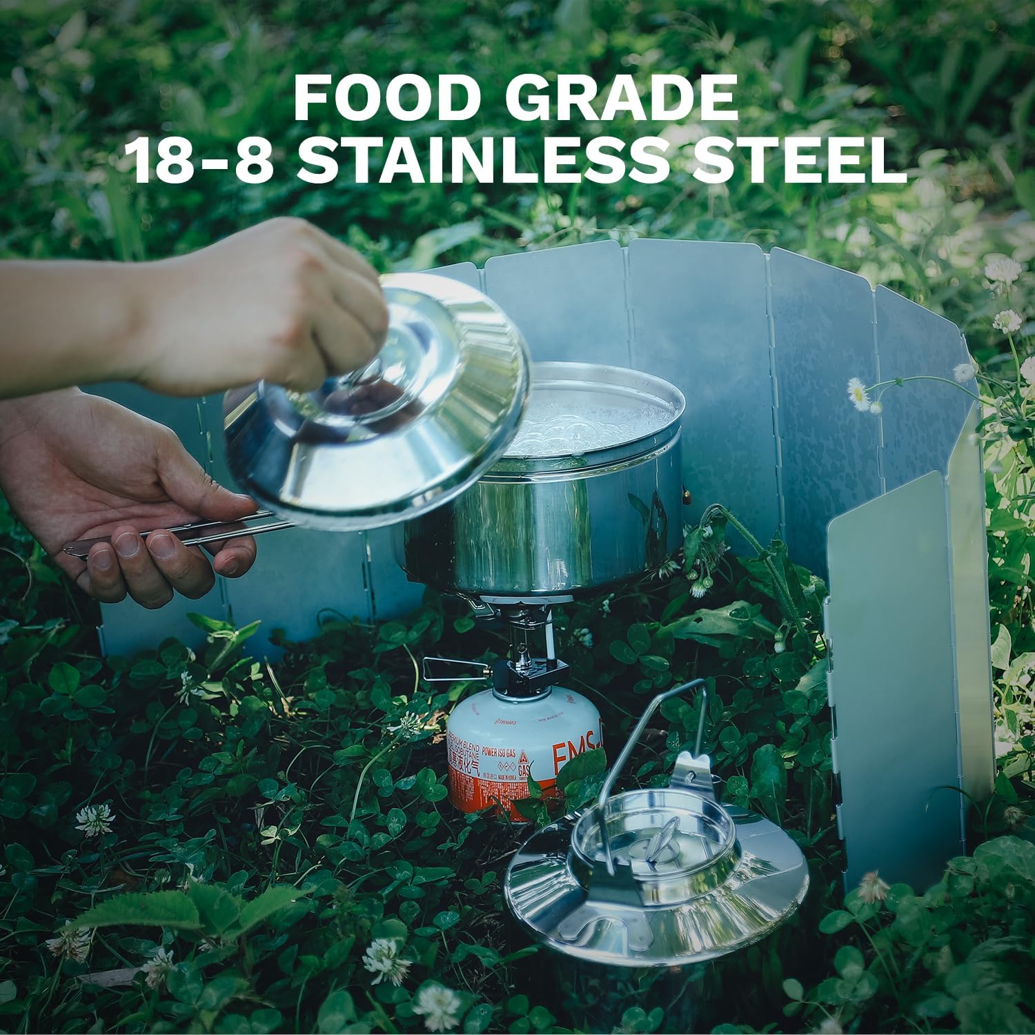 18-8 Stainless Steel Camping K - Nesting Camping Cooking Set recensie en prijs