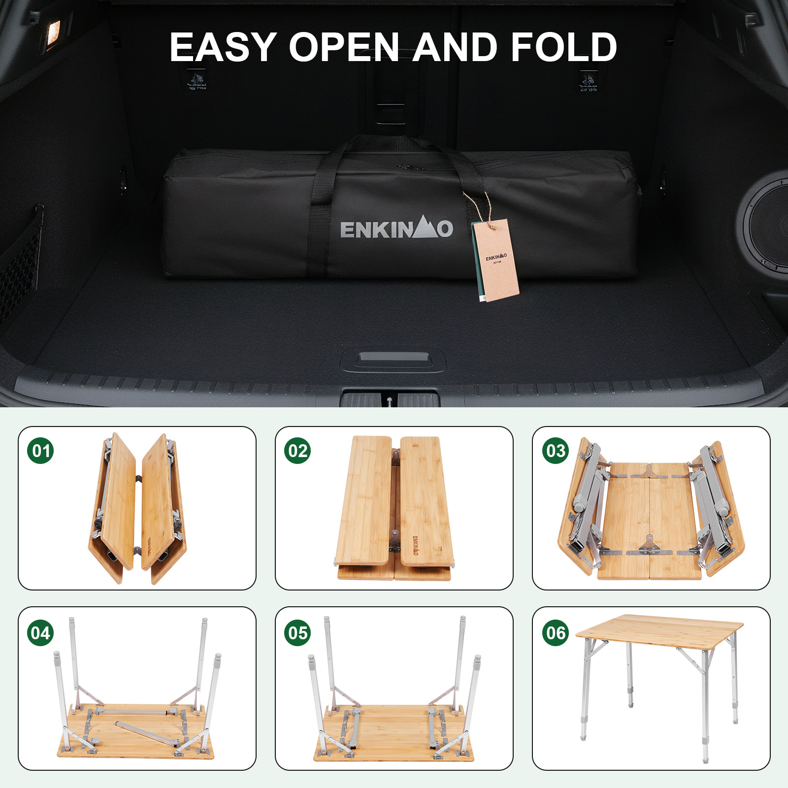 Adjustable Height Folding Bamb - Camping Cooking Table Foldable recensie en prijs