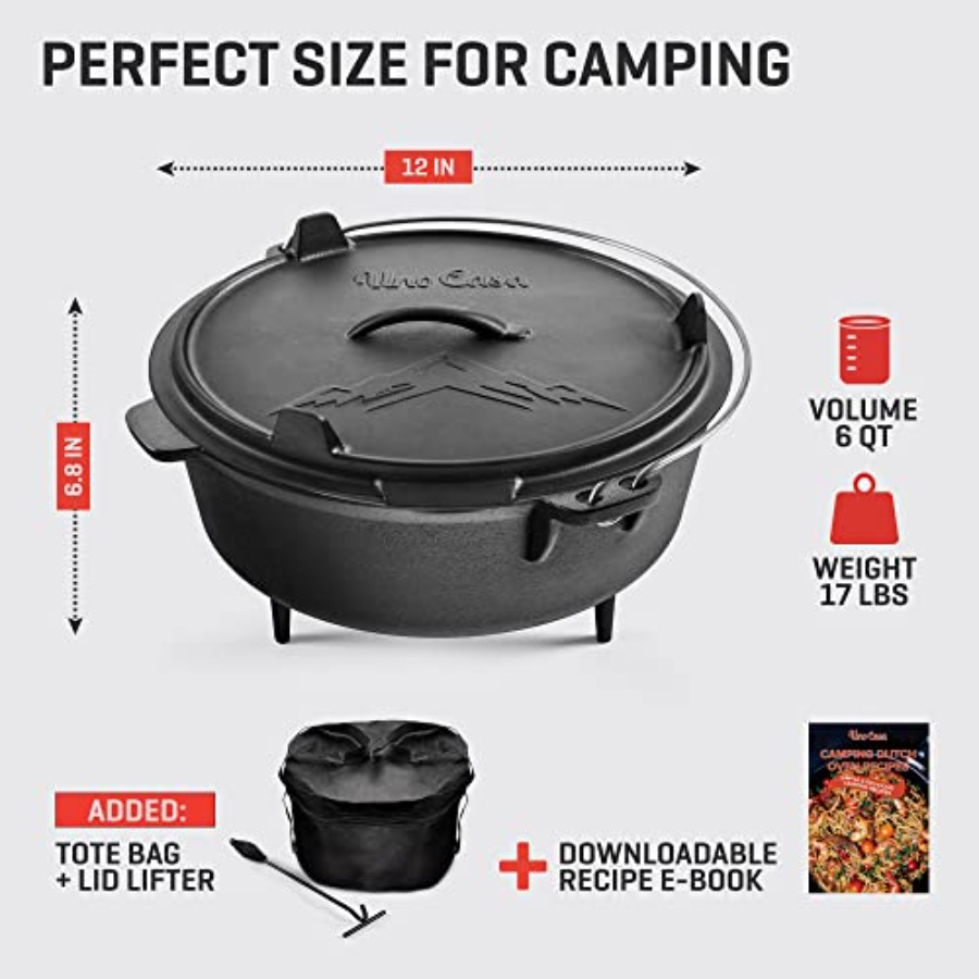 6Qt Cast Iron Camping Dutch Ov - Camp Dutch Oven Cast recensie en prijs