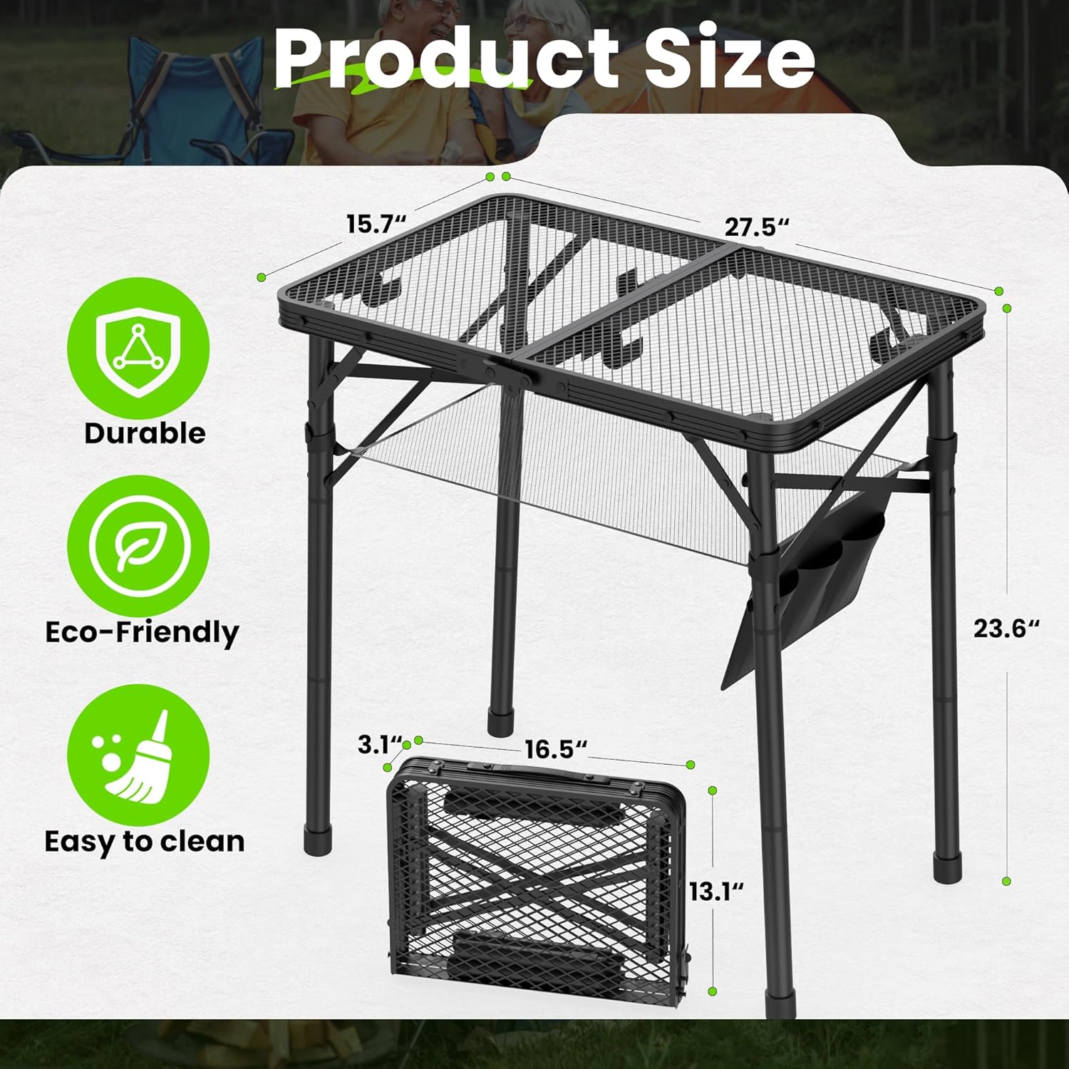 Folding Camping Table, 3 Adjus - Camp Grill Portable Folding recensie en prijs