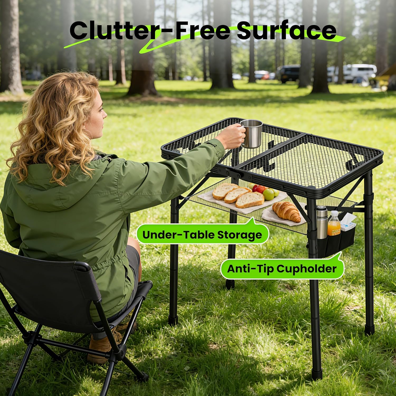 Folding Camping Table, 3 Adjus - Camp Grill Portable Folding recensie en prijs